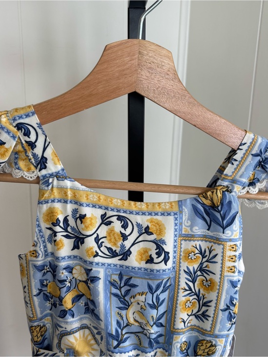 Tommy Bahama Other - Tommy Bahama Floral Tile Print Romper Blue Yellow Belted Girls XS (3-4yrs) NWT